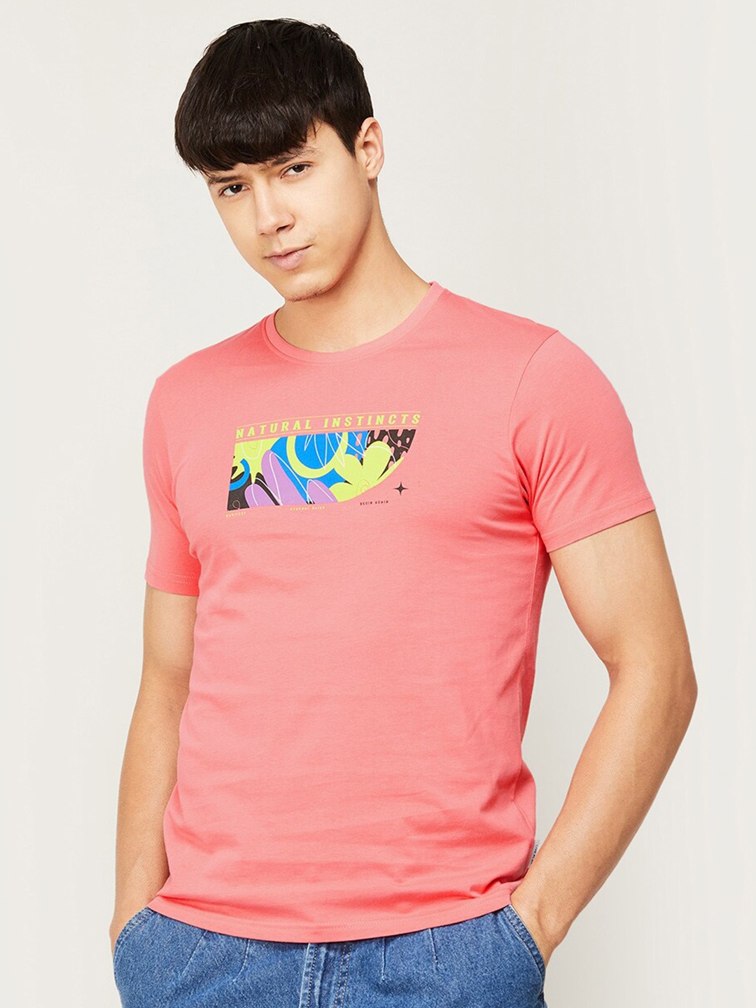 

Fame Forever by Lifestyle Men Printed Cotton T-shirt, Peach