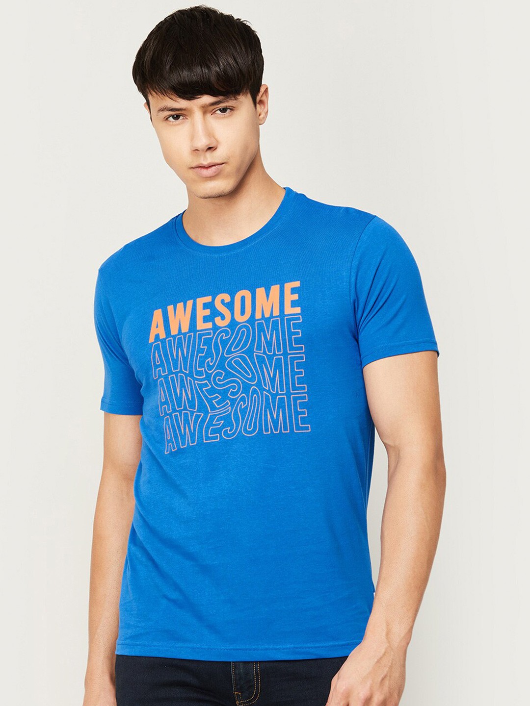 

Fame Forever by Lifestyle Men Typography Printed Cotton T-shirt, Blue