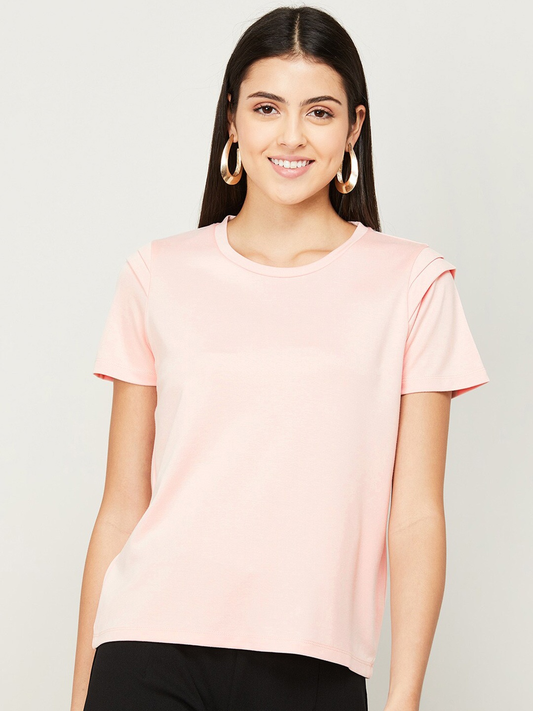 

CODE by Lifestyle Round Neck T-shirt, Peach