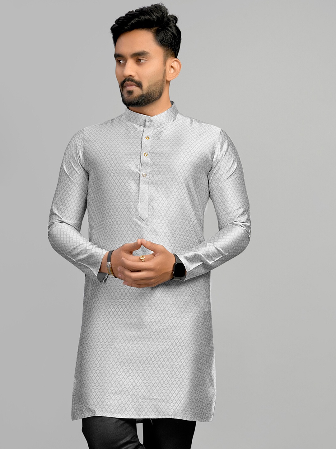 

Fashion FRICKS Men Grey Gotta Patti Kurta