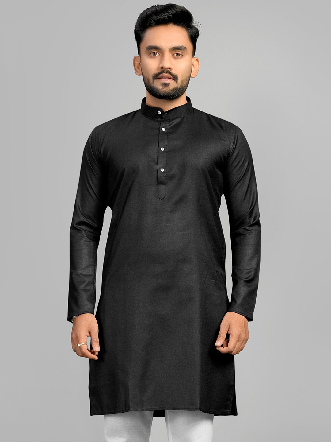 

Fashion FRICKS Men Black Thread Work Kurta