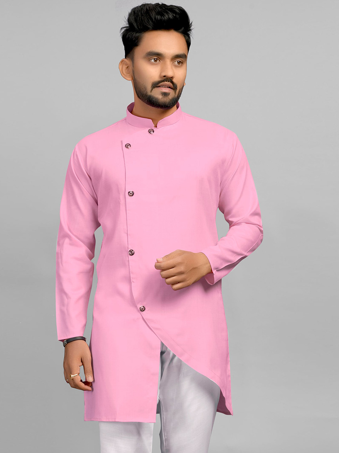 

Fashion FRICKS Men Pink Kurta