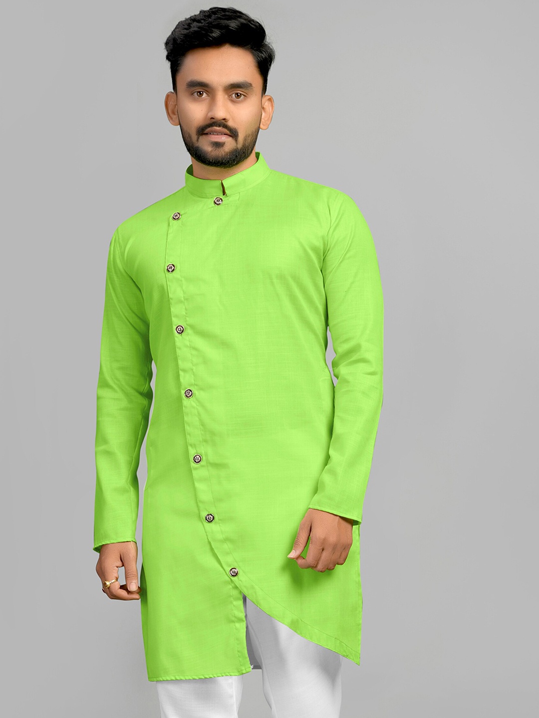 

Fashion FRICKS Men Green Thread Work Kurta