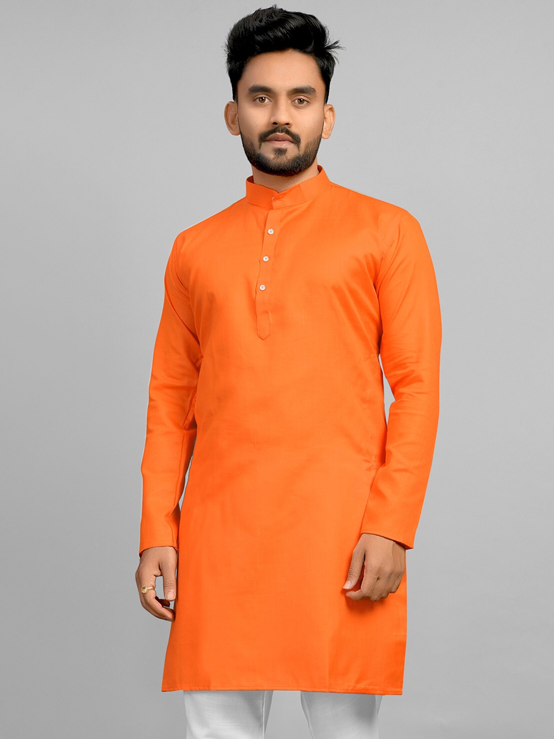 

Fashion FRICKS MenThread Work Kurta, Orange