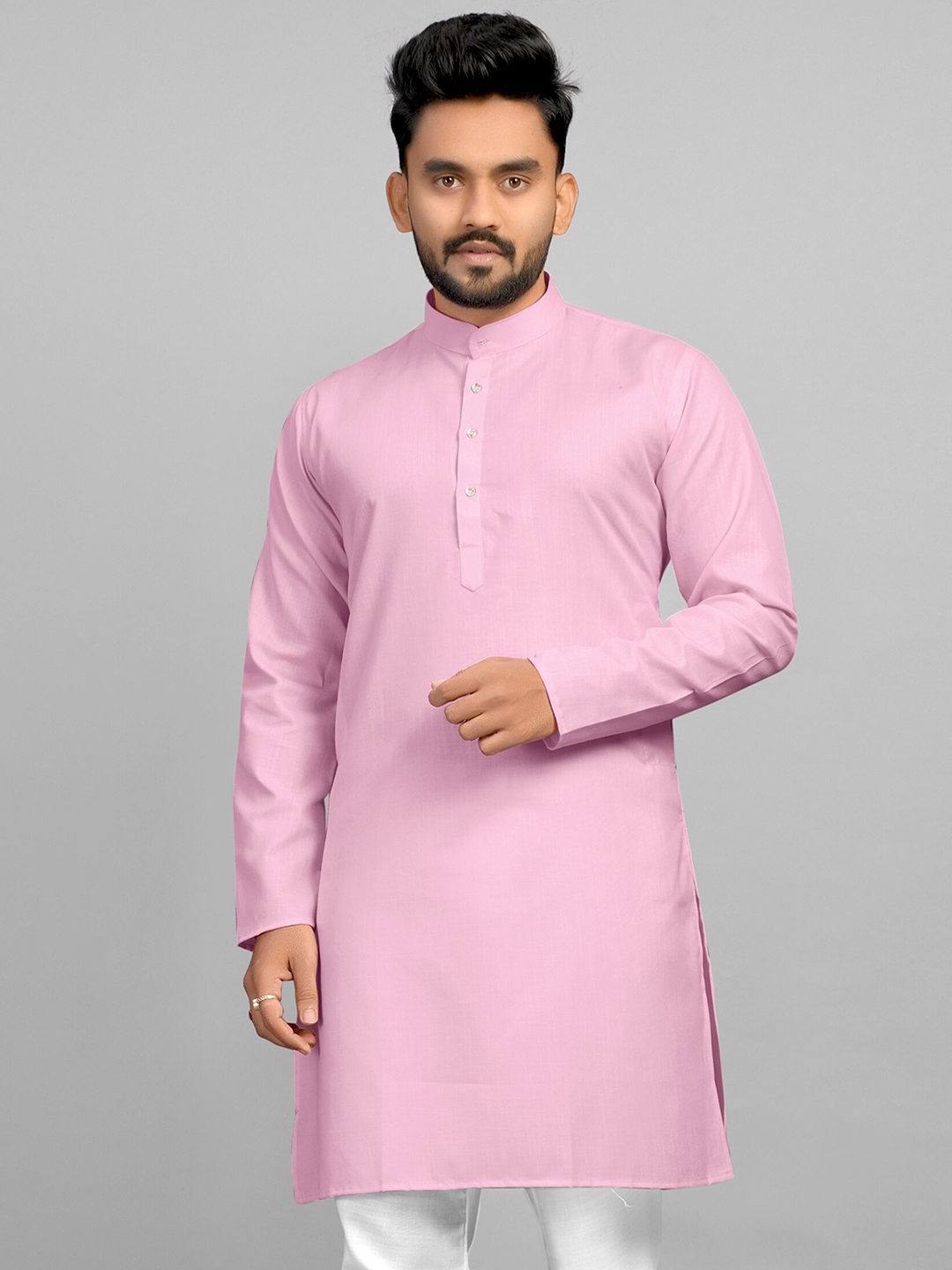 

Fashion FRICKS Men Thread Work Kurta, Pink