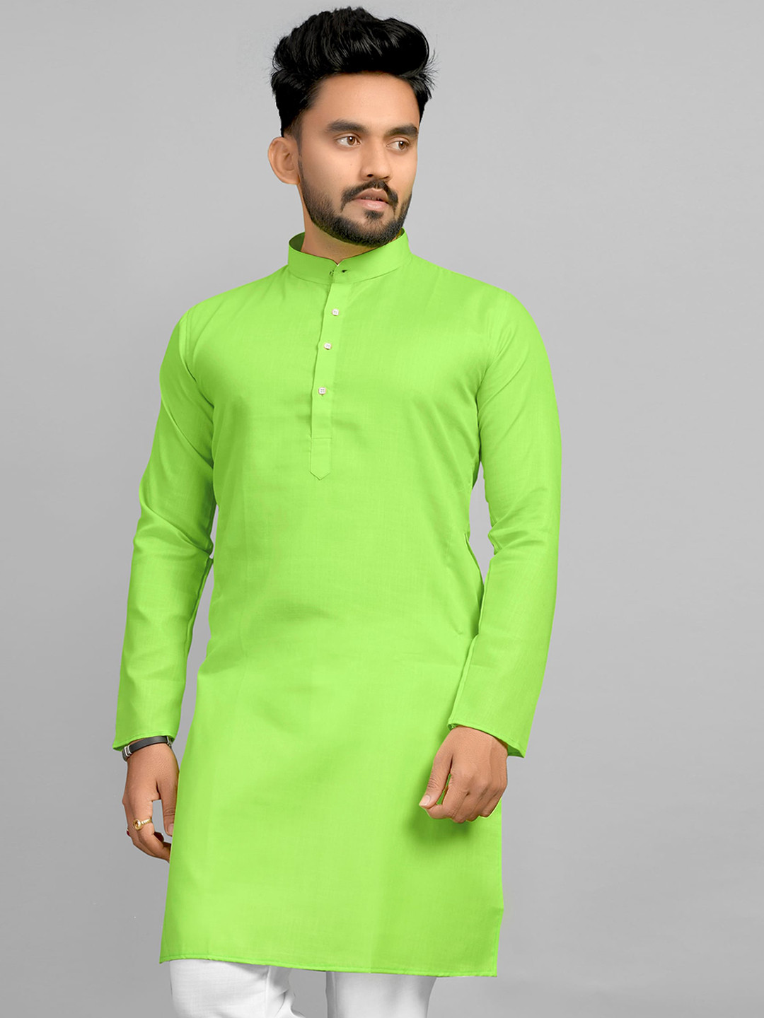 

Fashion FRICKS Men Mandarin Collar Kurta, Green