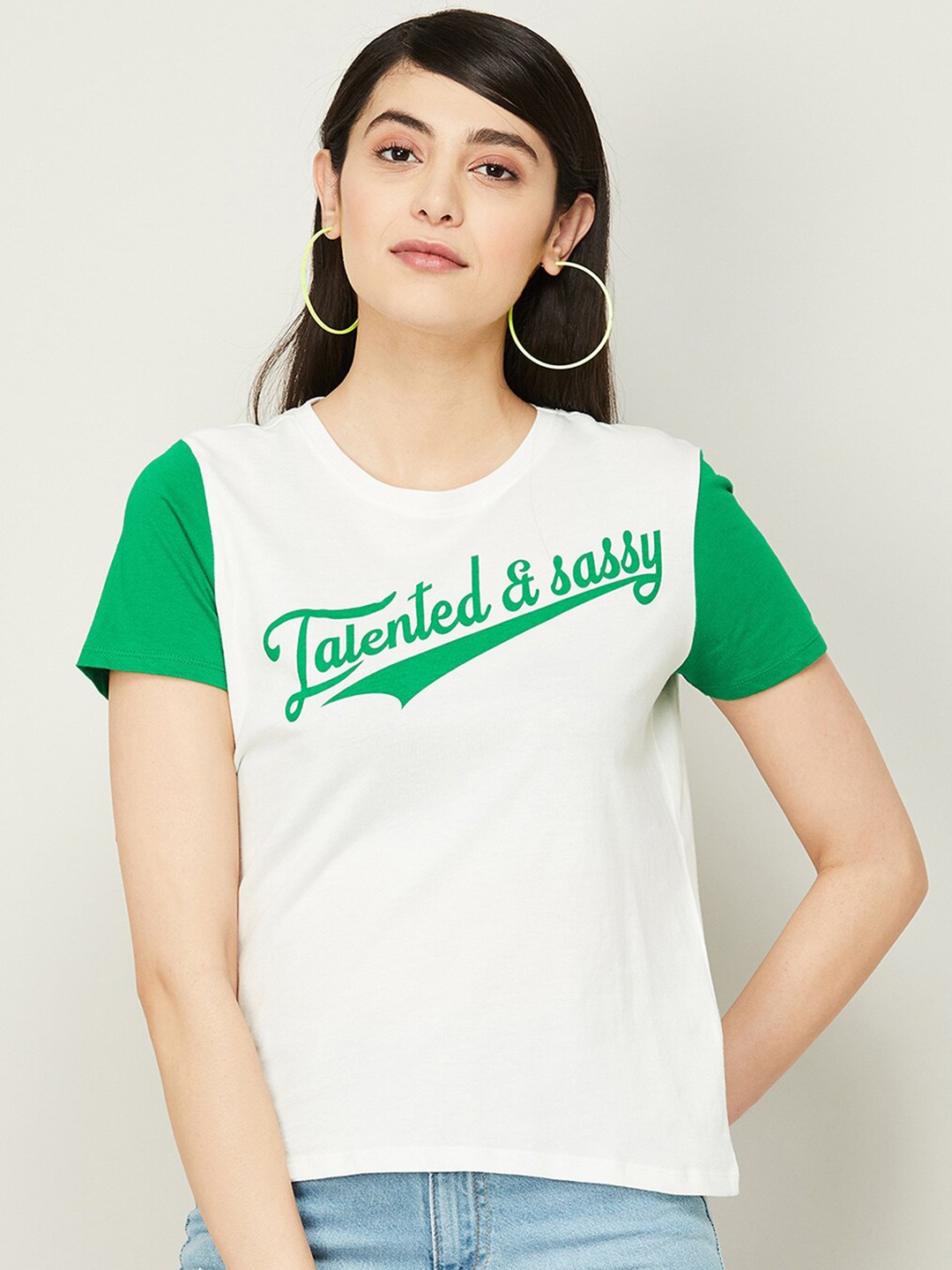

Ginger by Lifestyle Typography Printed Pure Cotton T-shirt, White