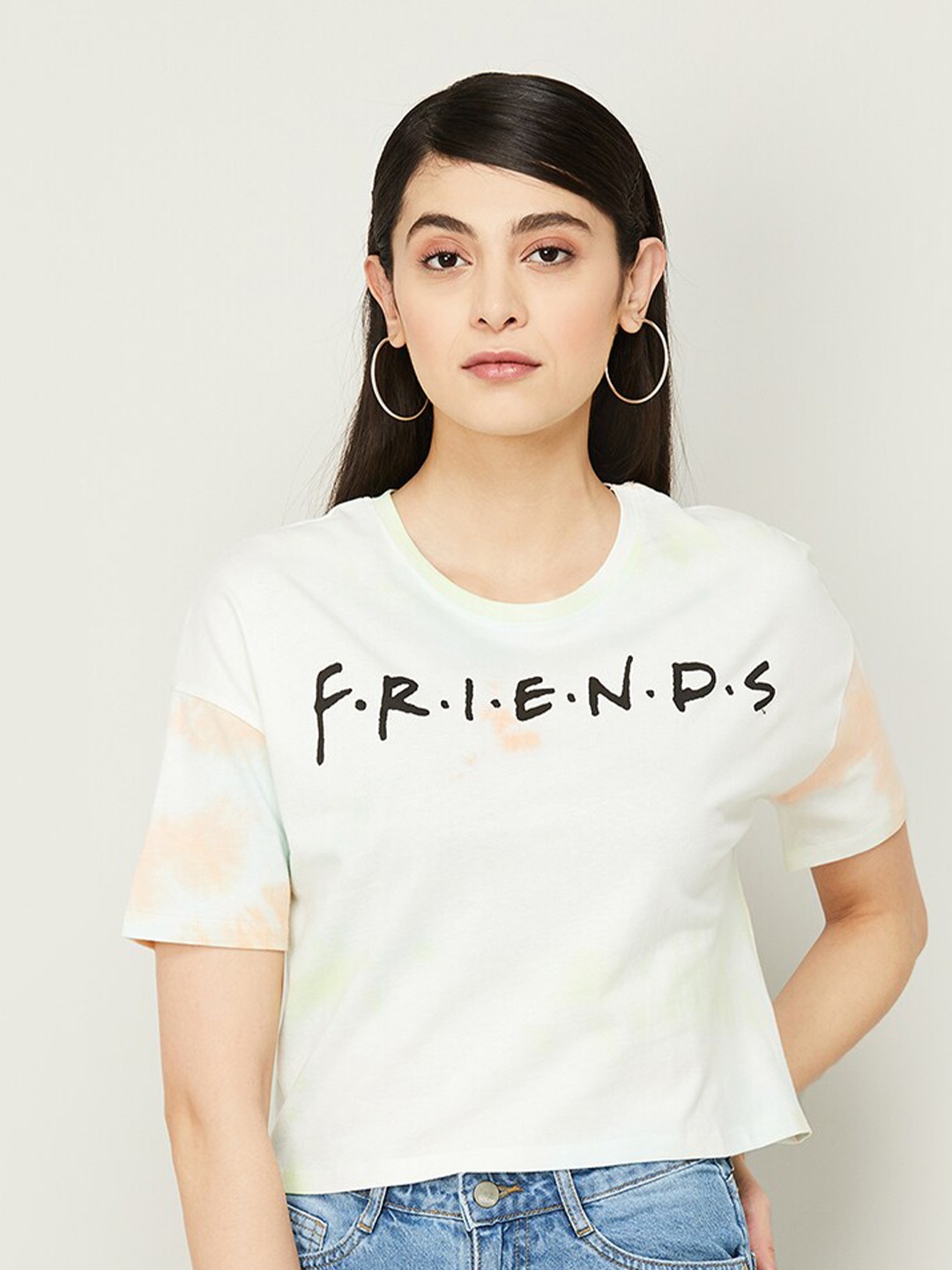 

Ginger by Lifestyle Women Friends Printed Pure Cotton T-shirt, Off white