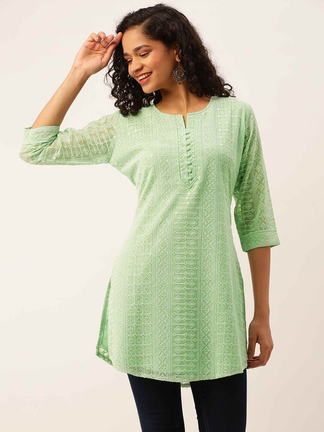 

ZOLA Embroidered Tunic, Green