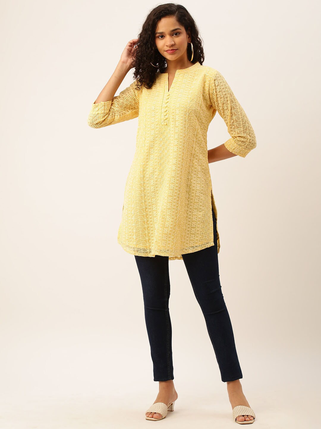 

ZOLA Embroidered Tunic, Yellow