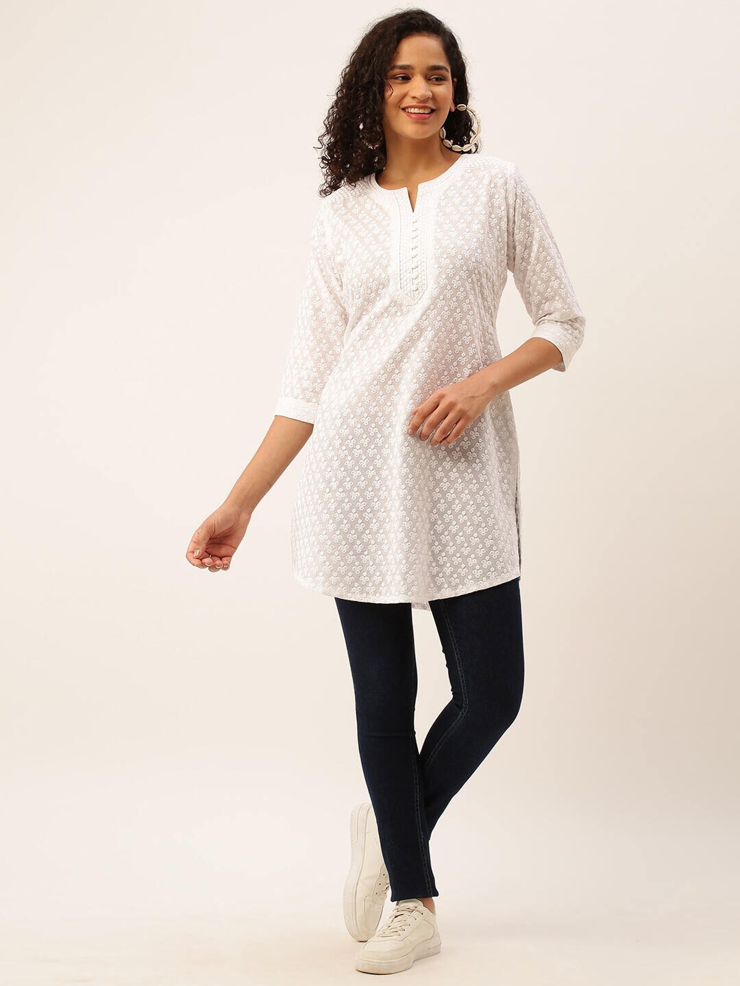 

ZOLA Embroidered Cotton Tunic, White