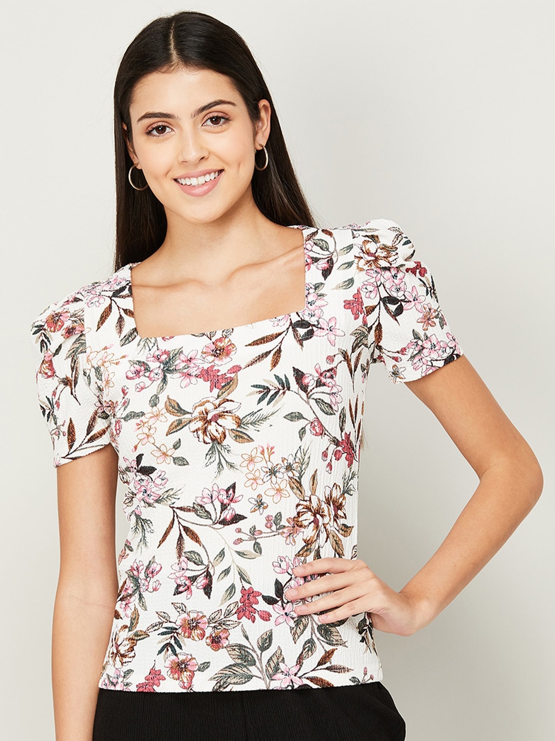 

CODE by Lifestyle Floral Print Top, White