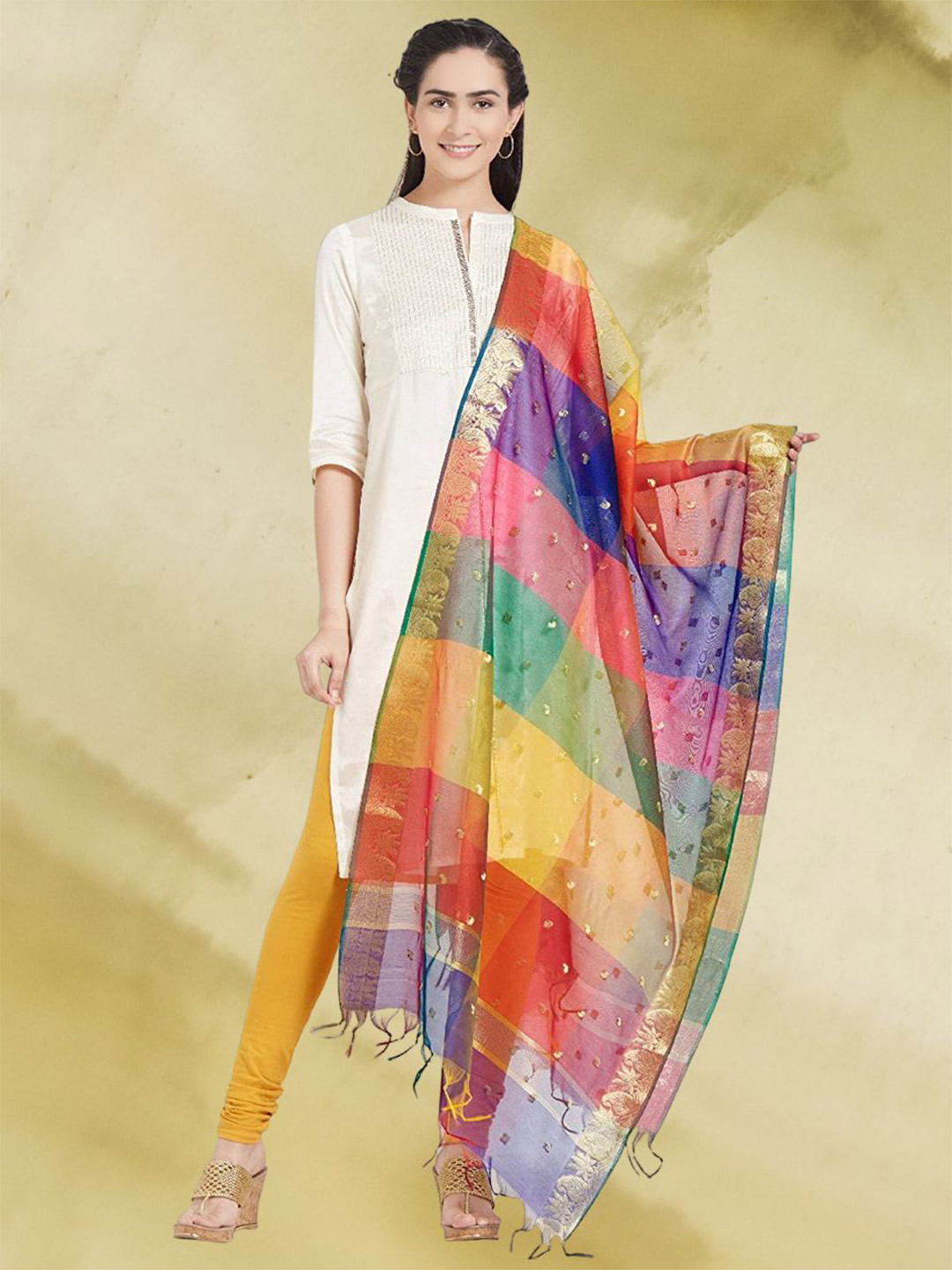 

Dupatta Bazaar Ethnic Motifs Woven Design Dupatta, Yellow