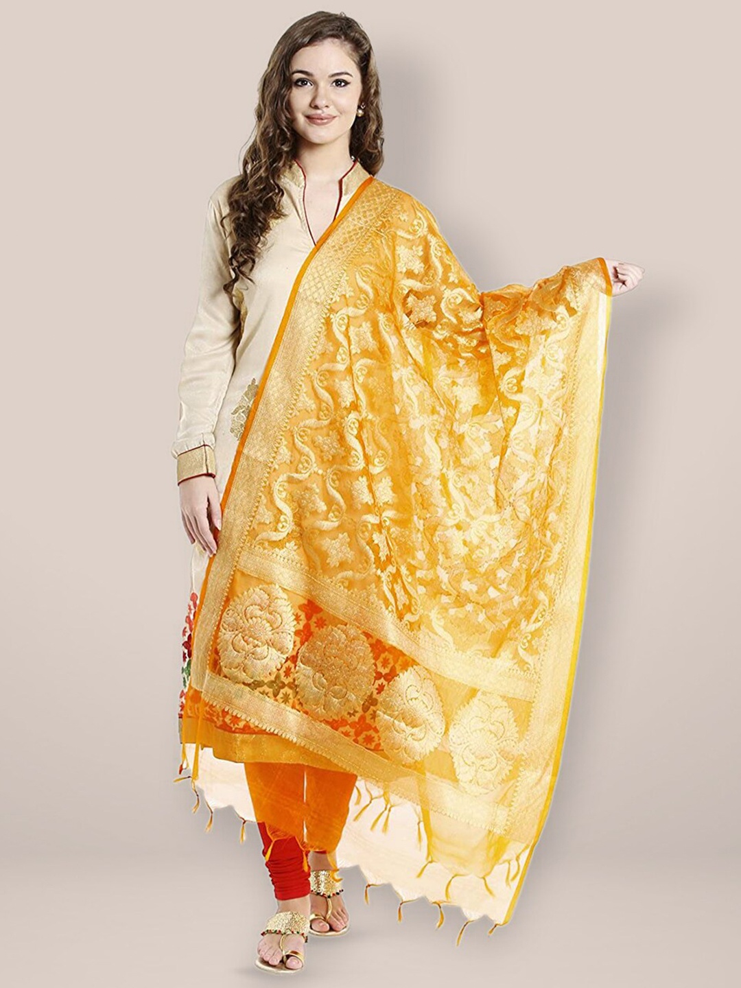 

Dupatta Bazaar Ethnic Motifs Woven Design Dupatta, Orange