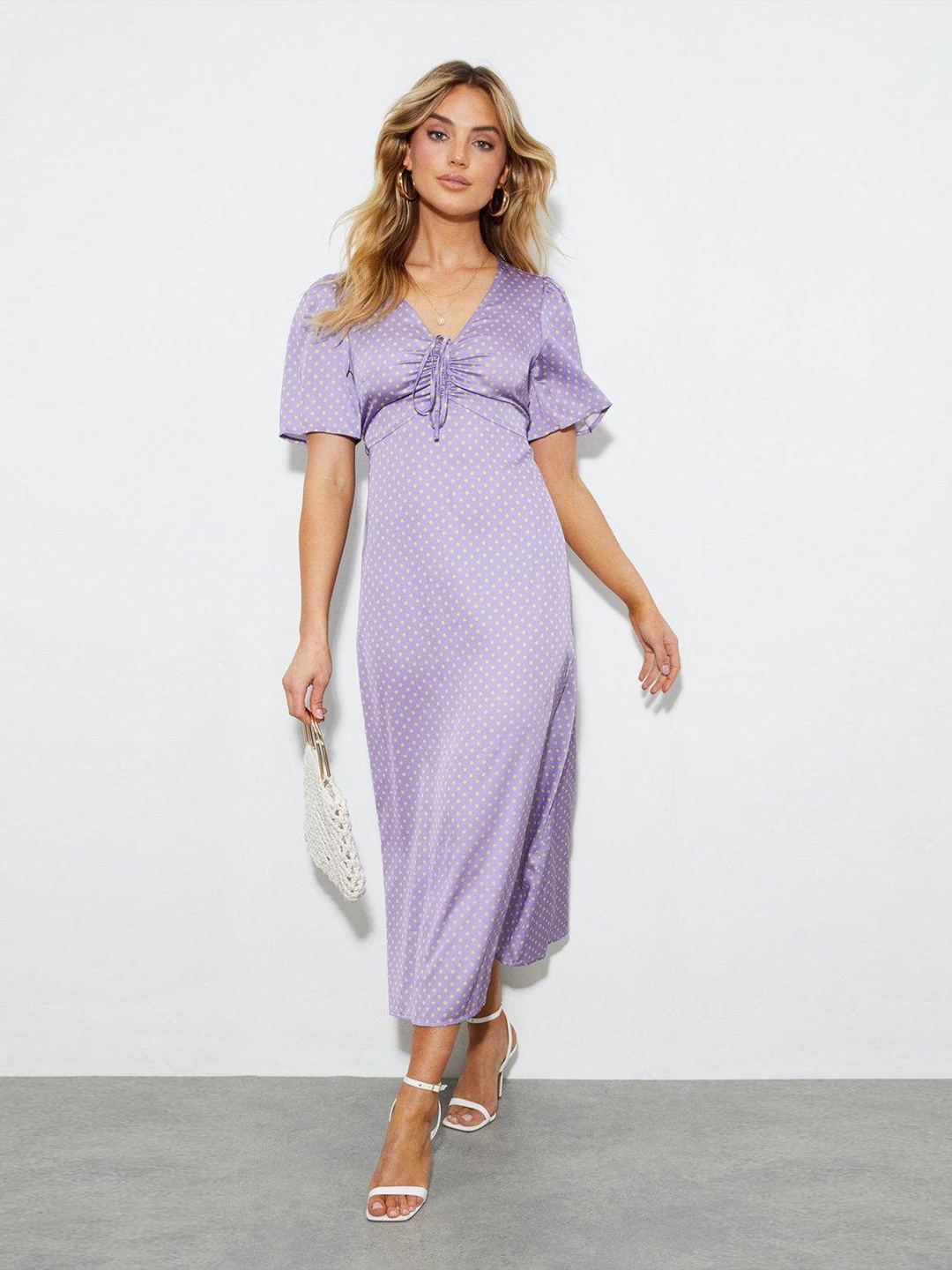 

DOROTHY PERKINS A-Line Satin Finish Midi Dress, Lavender