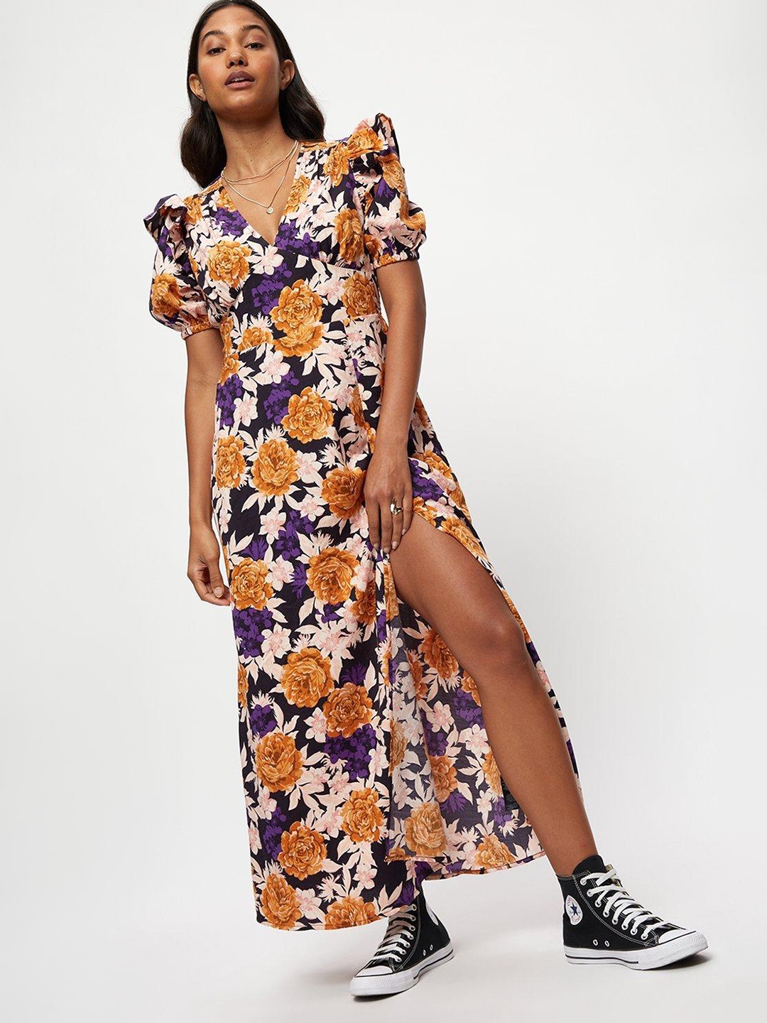 

DOROTHY PERKINS Floral Side Slit Maxi Dress, Purple