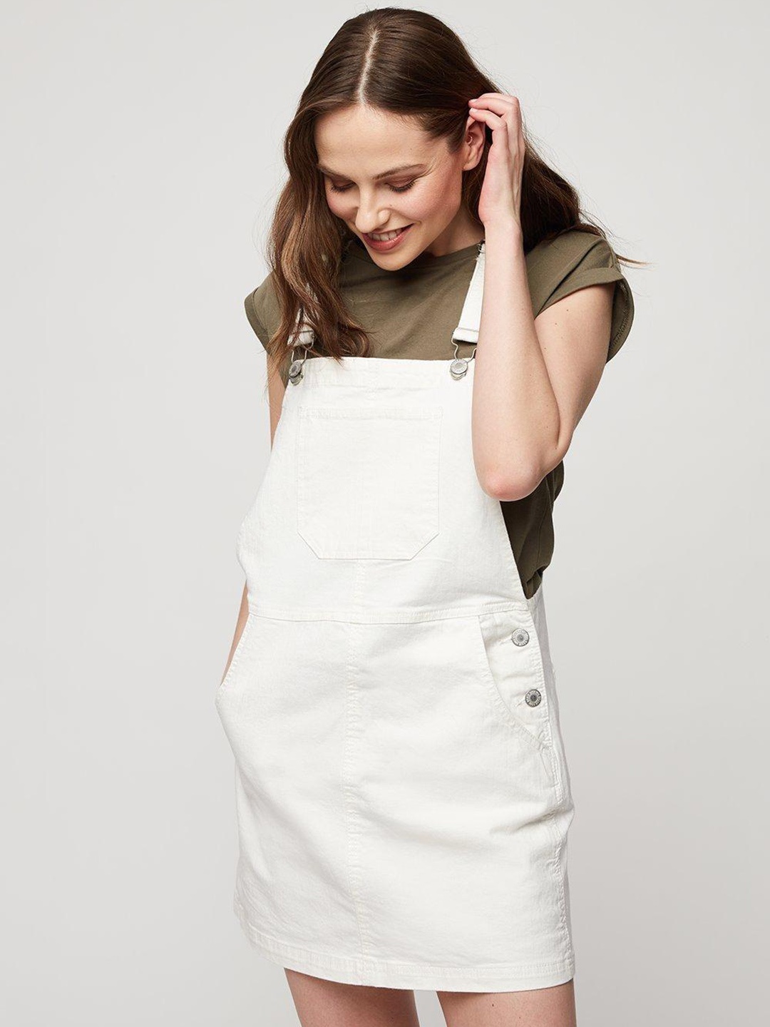 

DOROTHY PERKINS Denim Pinafore Mini Dress, White