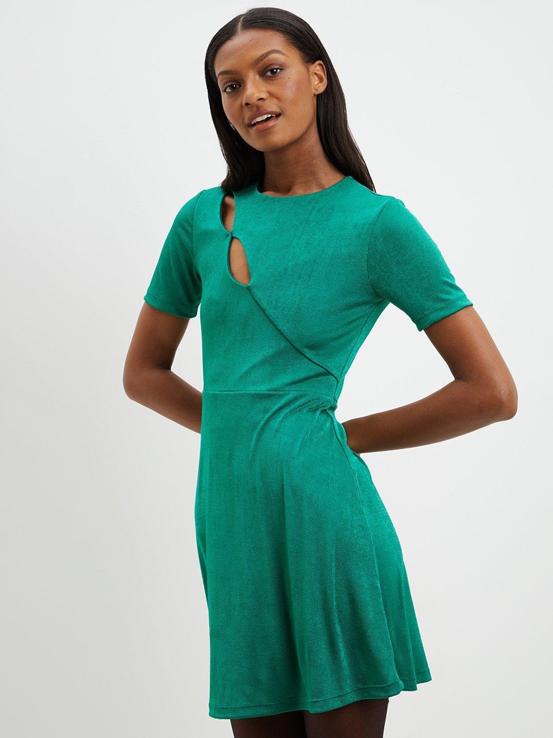 

DOROTHY PERKINS Cut-Out Detail A-Line Dress, Green