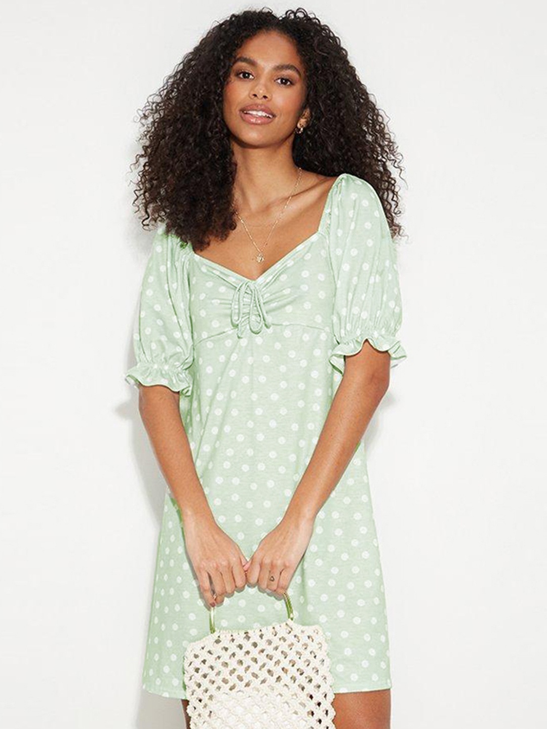 

DOROTHY PERKINS Polka Dots Printed A-Line Dress, Grey