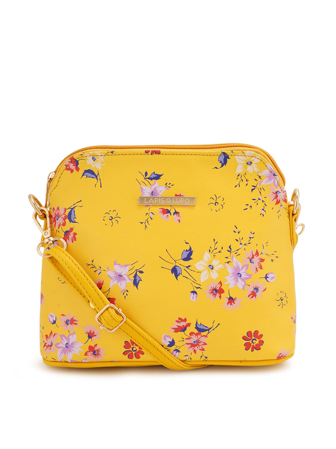 

Lapis O Lupo Floral Printed Structured Sling Bag, Yellow
