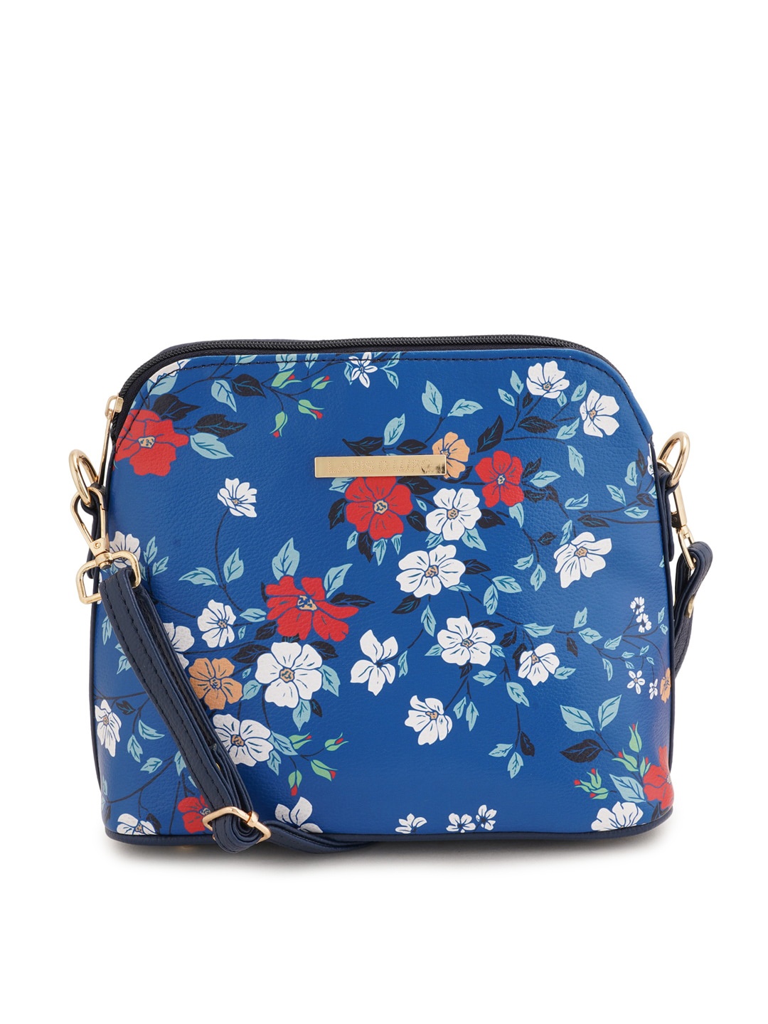 

Lapis O Lupo Floral Printed Structured Sling Bag, Blue