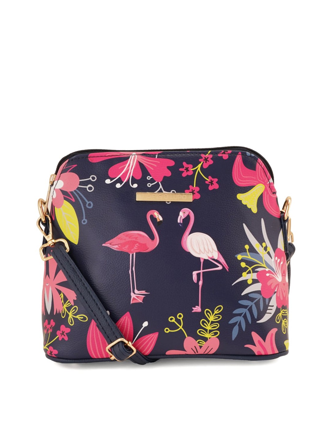 

Lapis O Lupo Floral Printed Structured Sling Bag, Blue