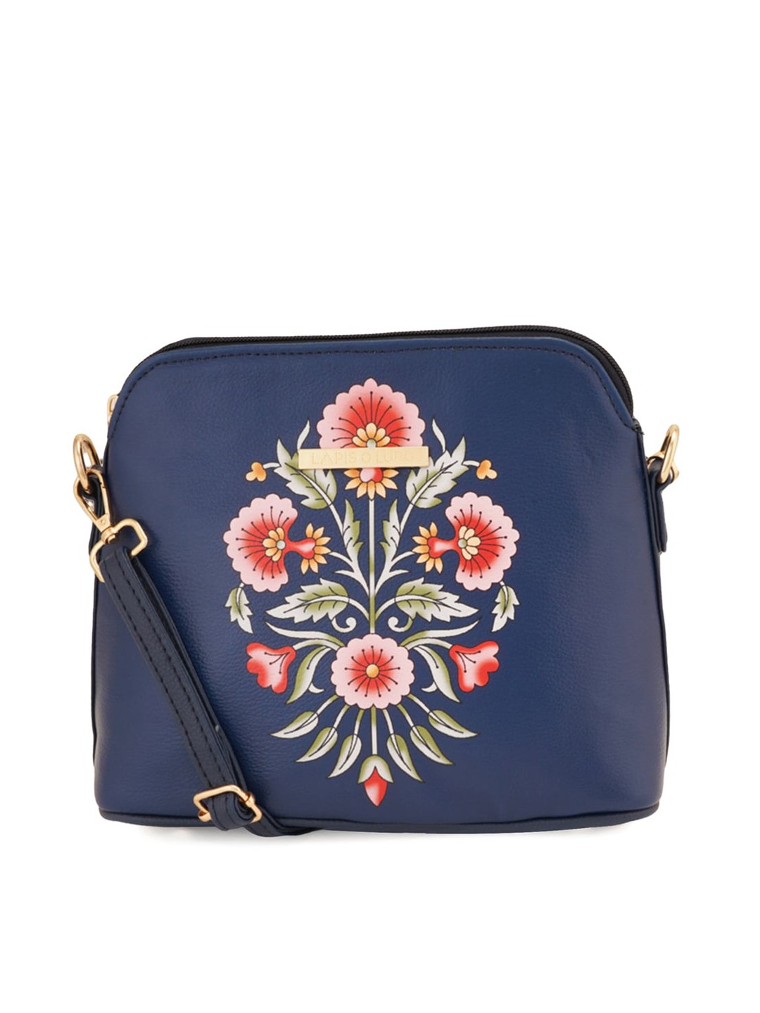

Lapis O Lupo Women Floral Printed Structured Sling Bag, Blue