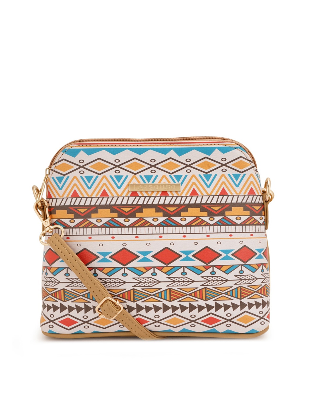 

Lapis O Lupo Geometric Structured Sling Bag, Beige