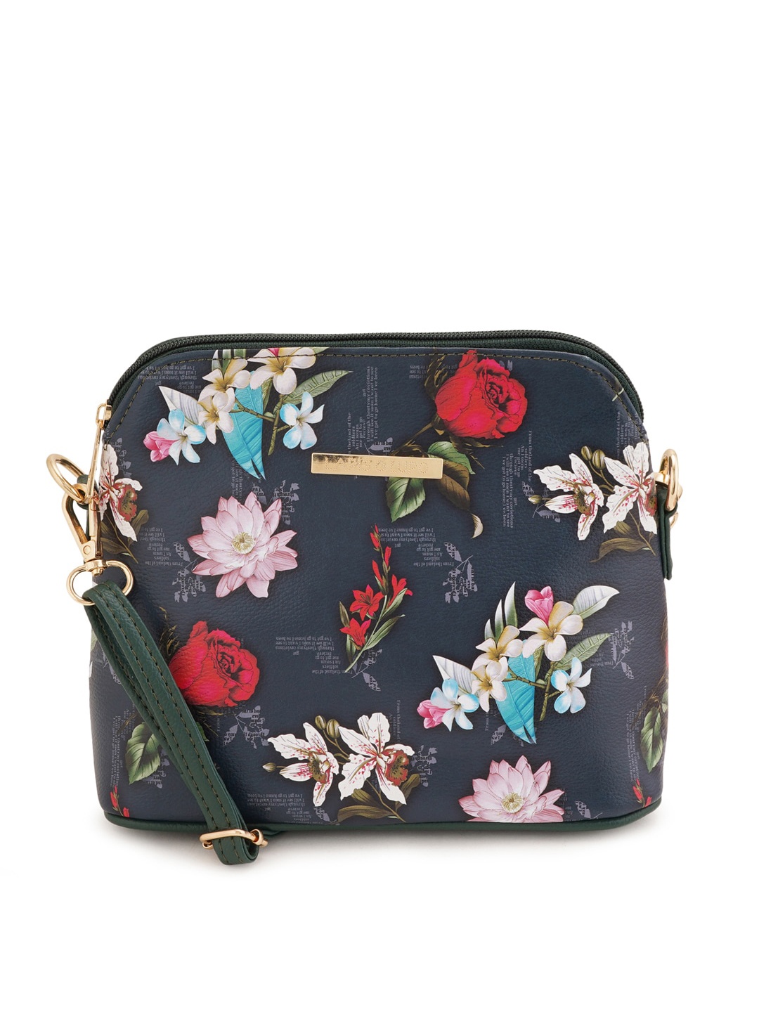 

Lapis O Lupo Floral Printed Structured Sling Bag, Green