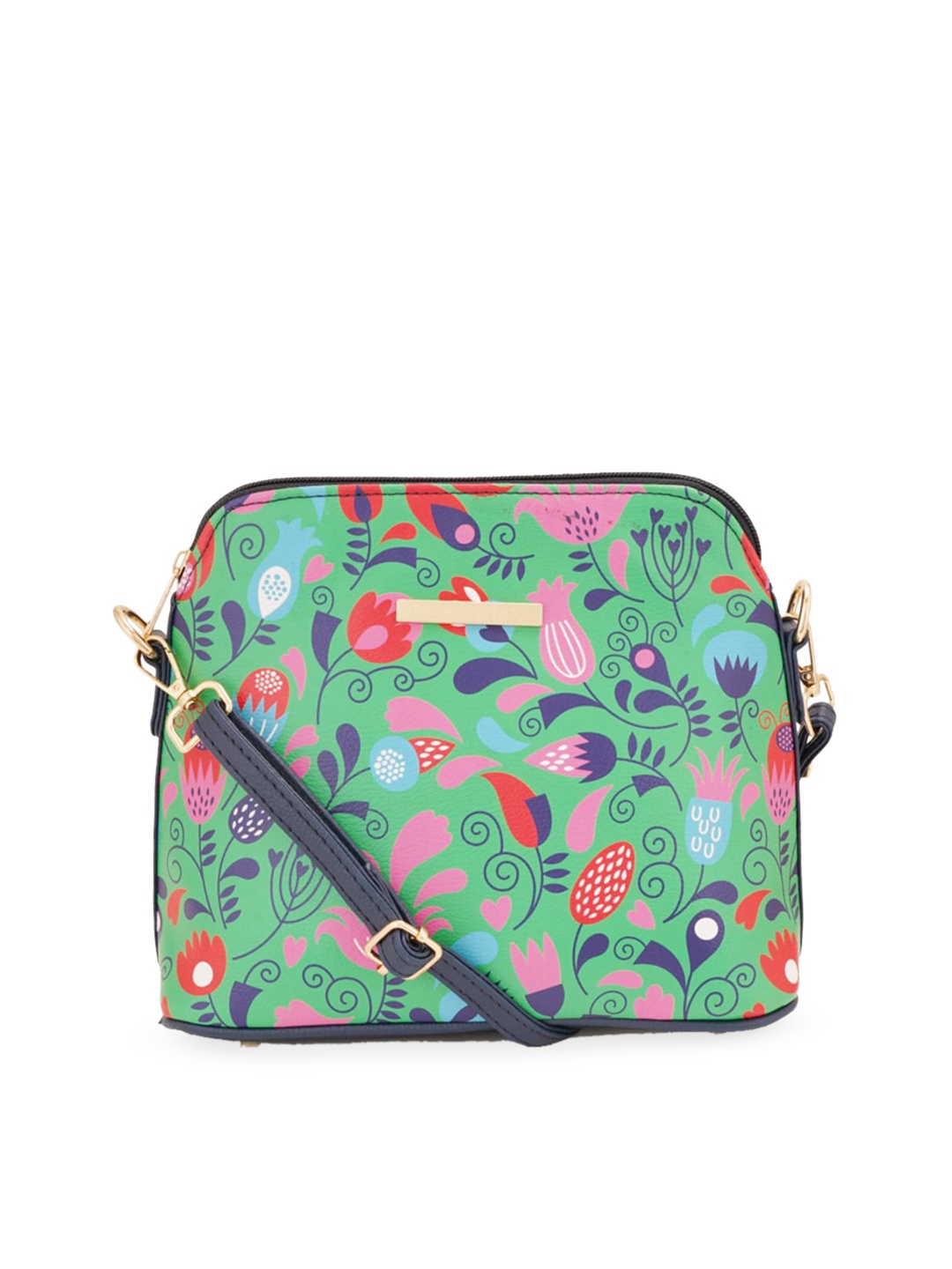 

Lapis O Lupo Floral Printed Structured Sling Bag, Blue