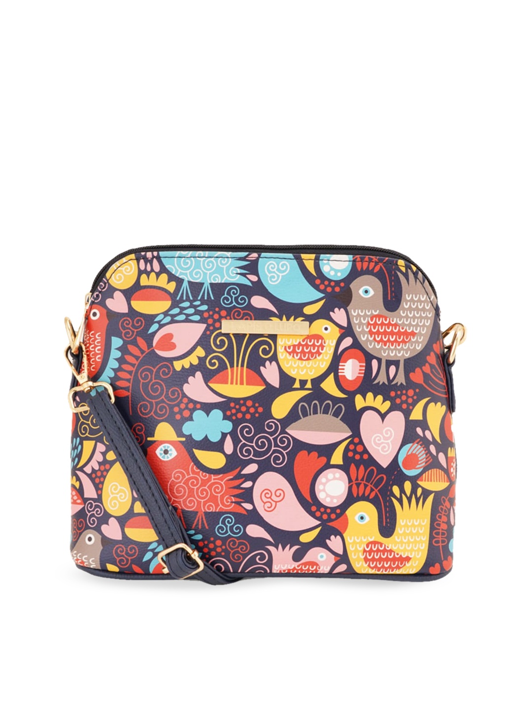 

Lapis O Lupo Floral Printed Structured Sling Bag, Blue