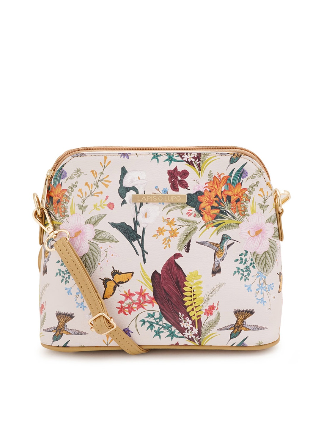 

Lapis O Lupo Floral Printed Bucket Sling Bag, Beige