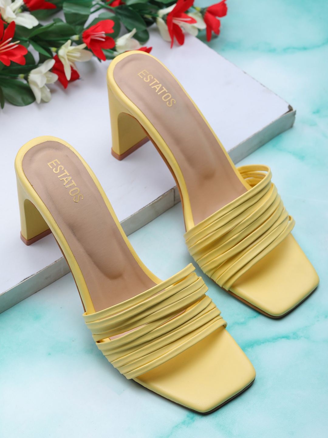 

ESTATOS Women Block Heels, Yellow