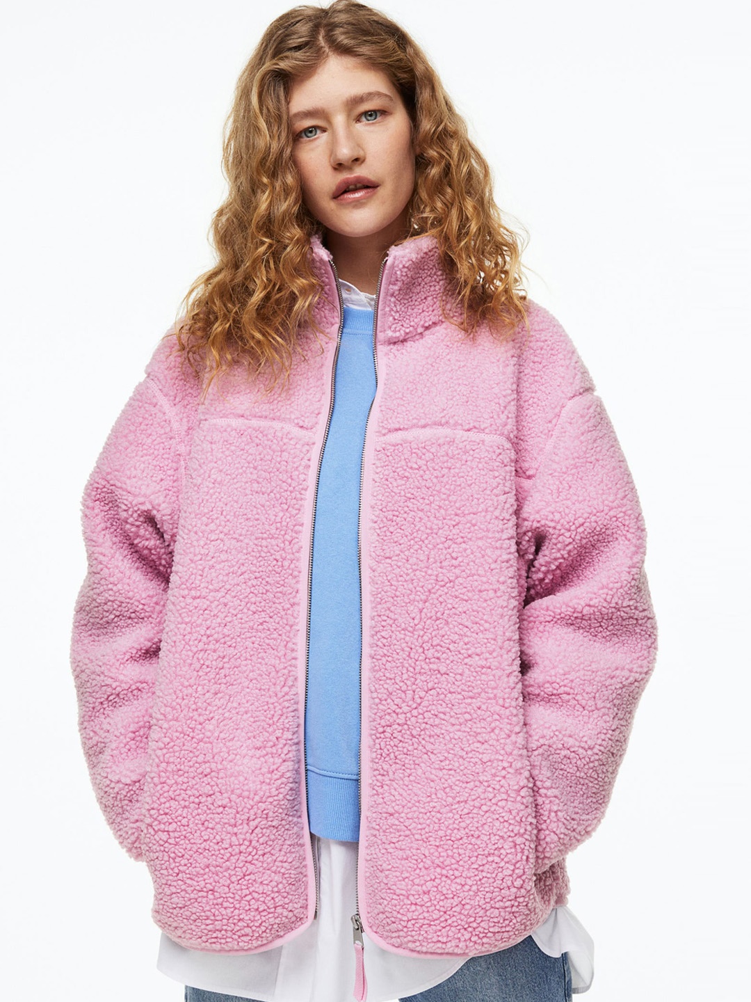 

H&M Women Teddy Jacket, Pink