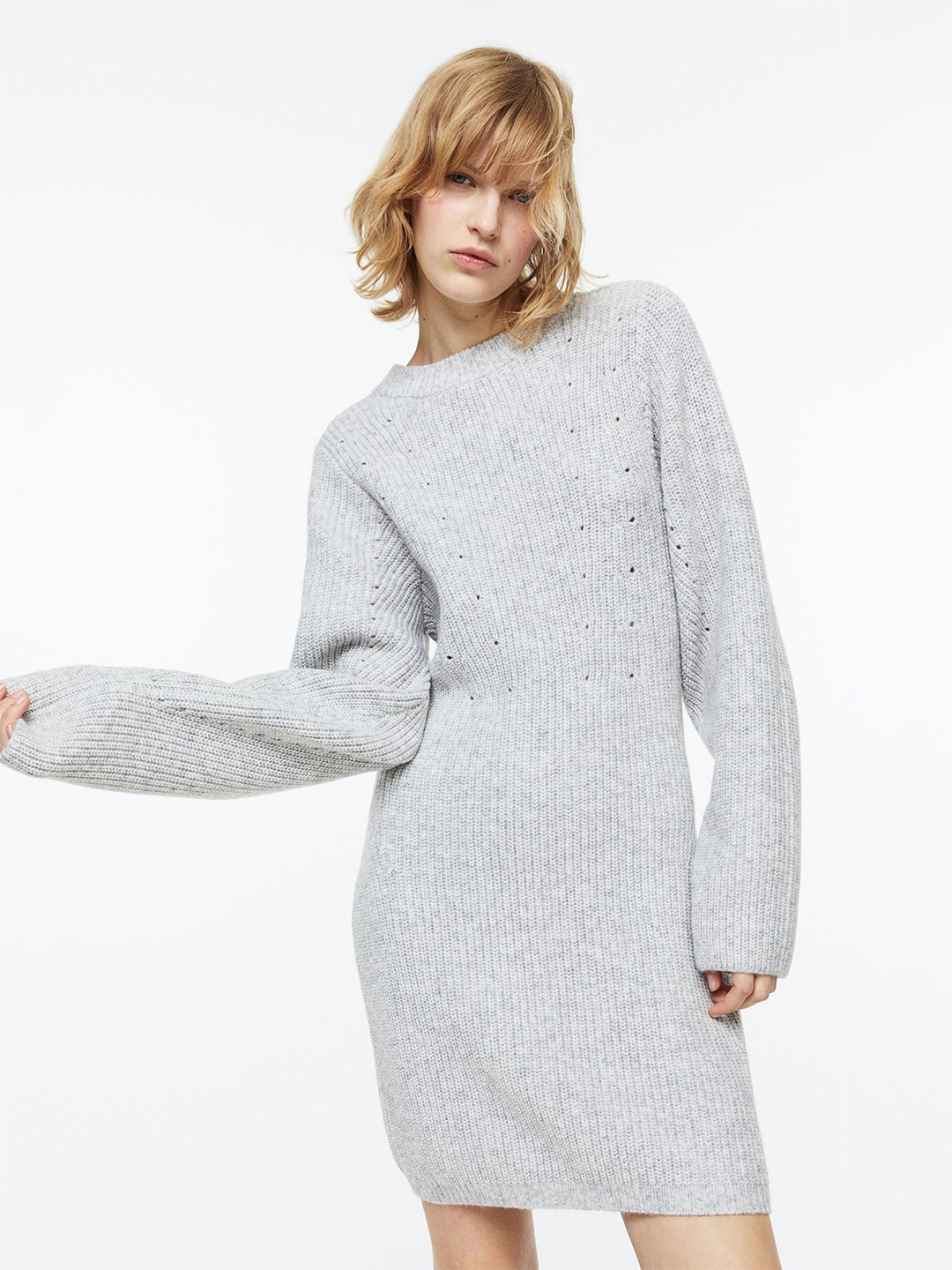 

H&M Women Rib-Knit Bodycon Dress, Grey