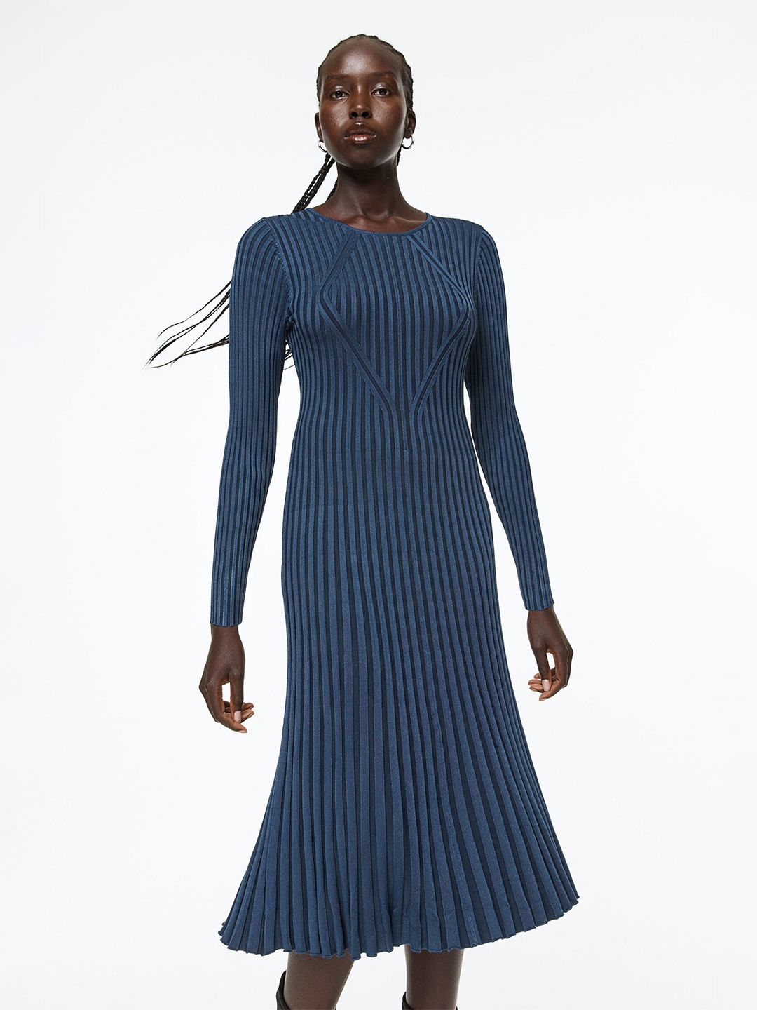 

H&M Rib-Knit Dress, Blue