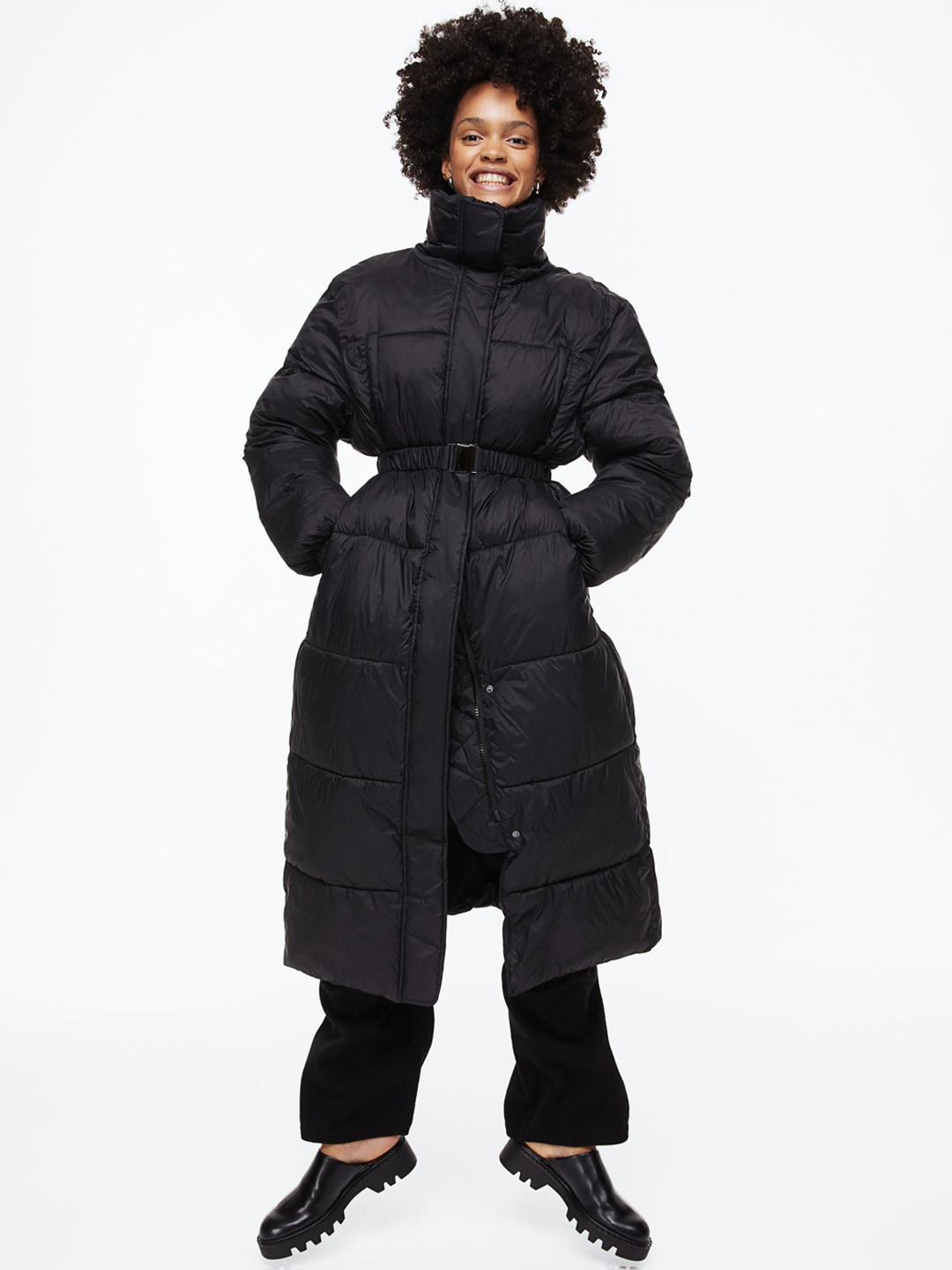 

H&M Women Oversized Puffer Coat, Black