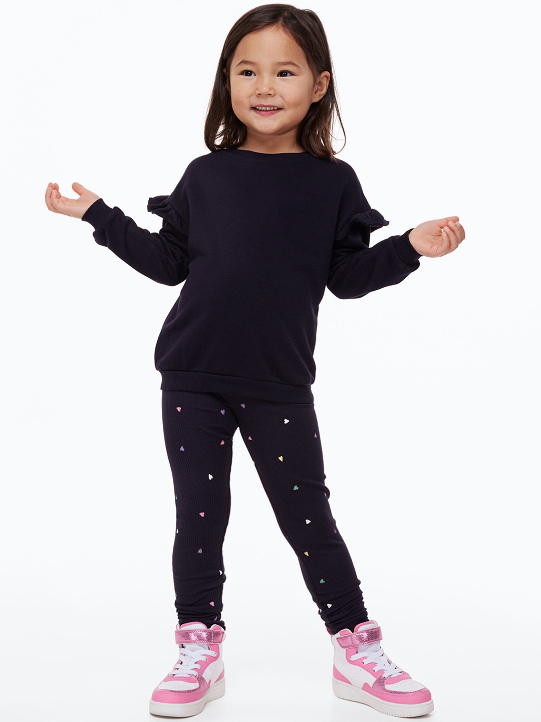

H&M Girls 2-Piece Top And Leggings Set, Black
