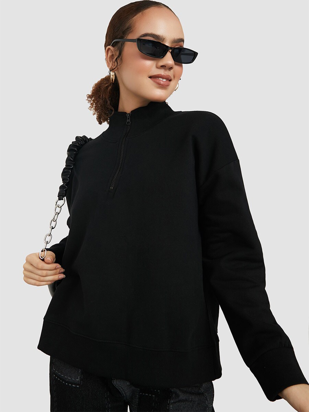 

Styli Women Pullover Cotton Sweatshirt, Black