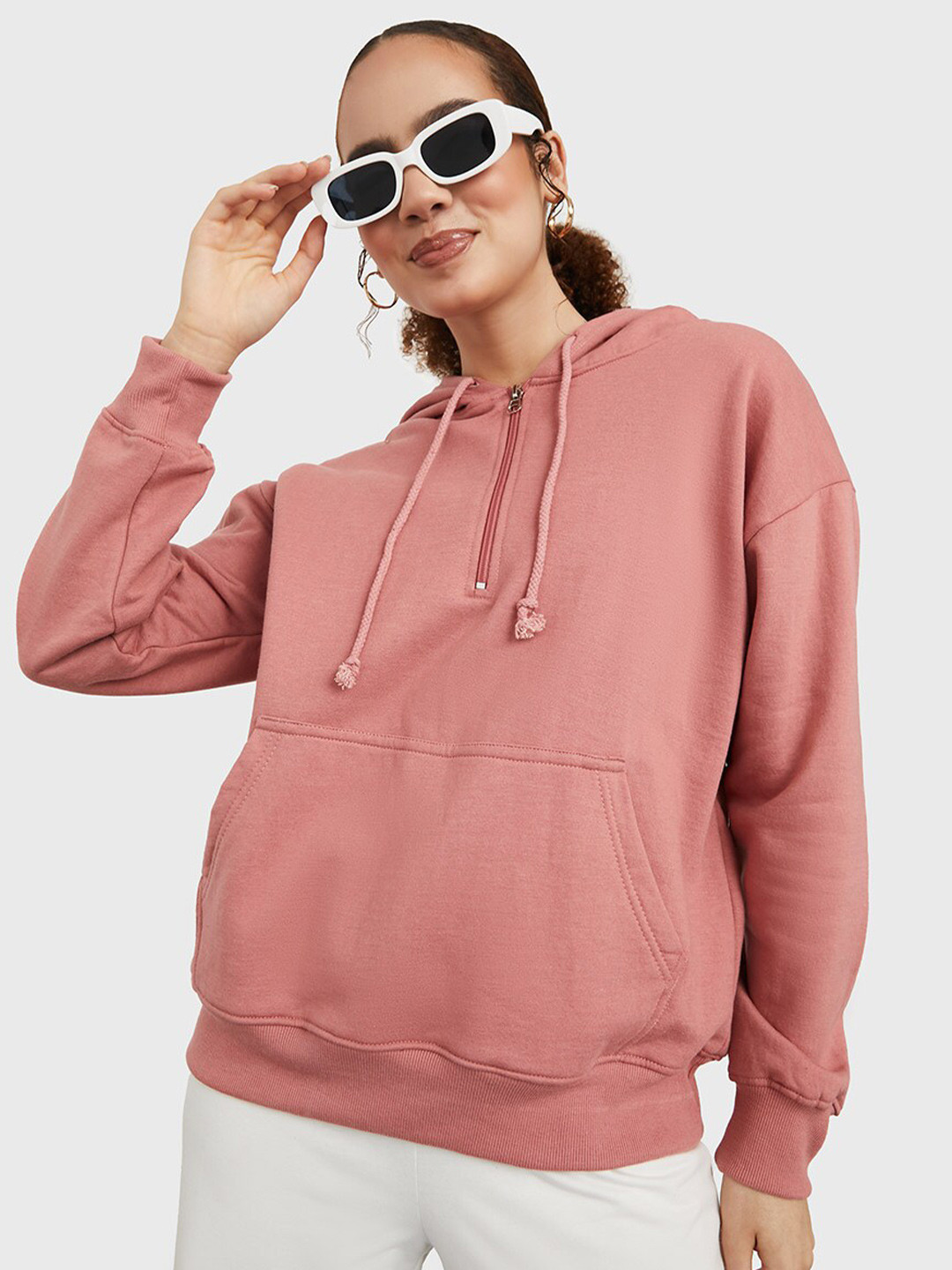 

Styli Women Hooded Cotton Pullover Sweatshirt, Pink