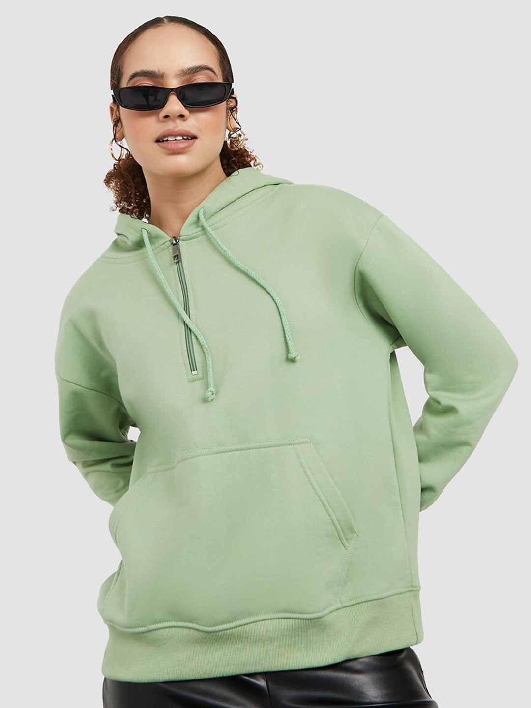 

Styli Women Hooded Cotton Pullover Sweatshirt, Green