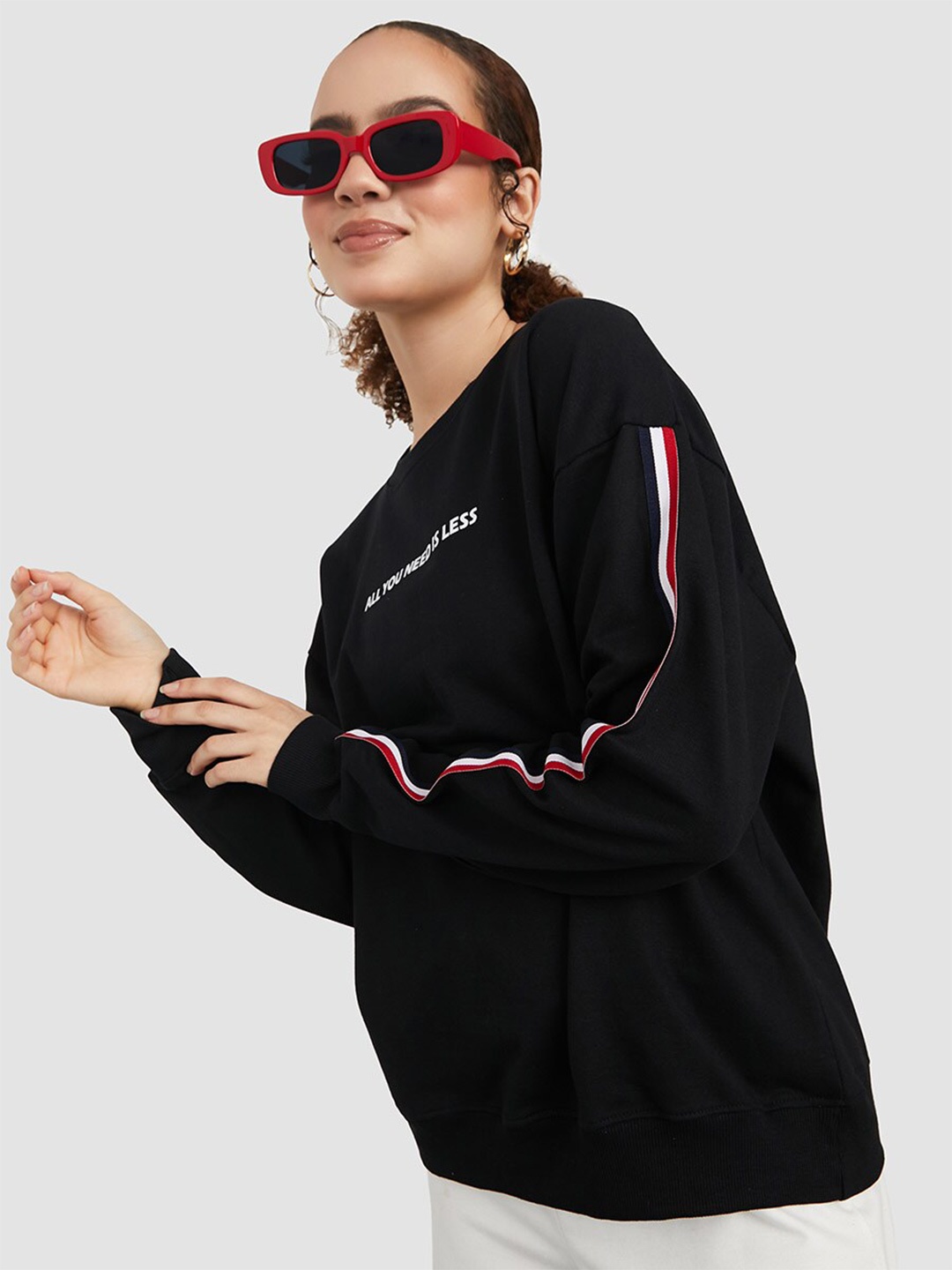 

Styli Women Cotton Pullover Sweatshirt, Black