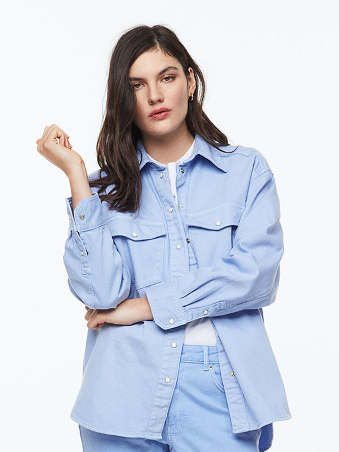 

H&M Women Denim Shirt, Blue