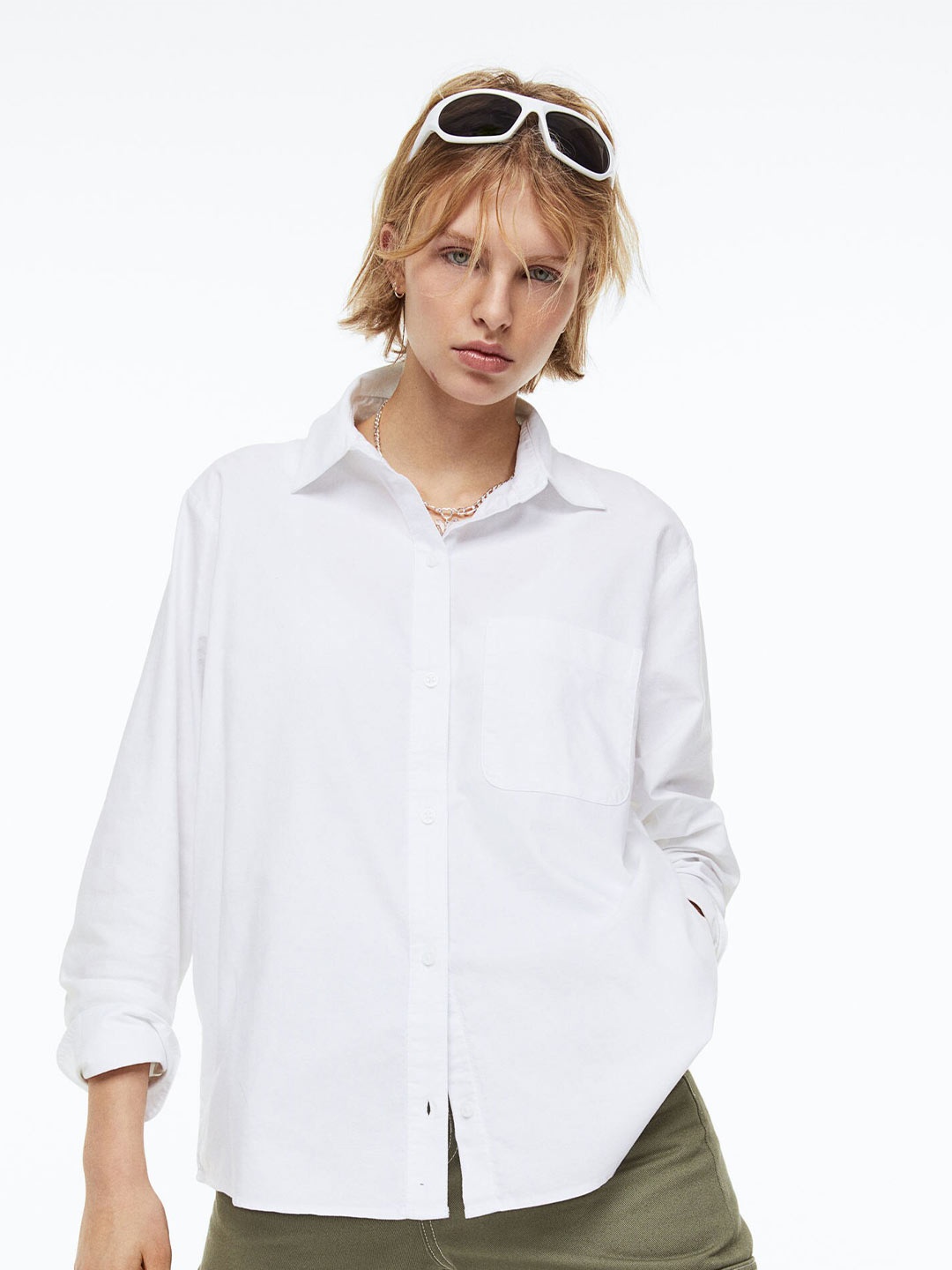 

H&M Women Oxford Overshirt, White