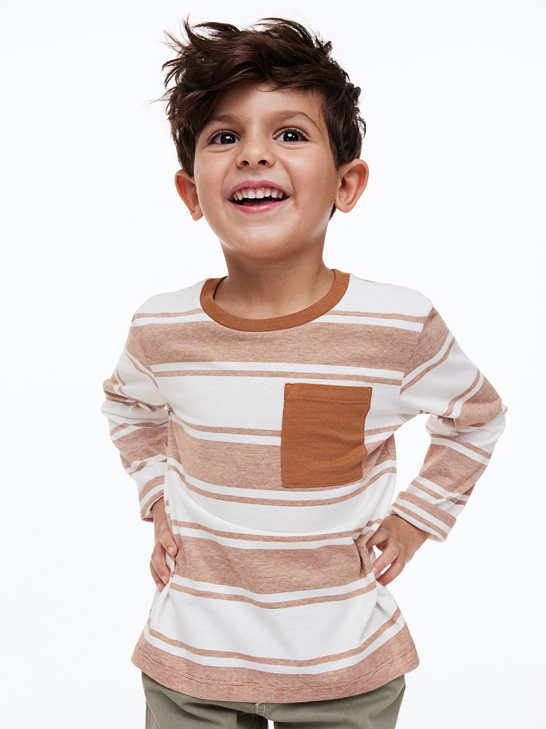 

H&M Boys Pocket-Detail Jersey Top, Brown