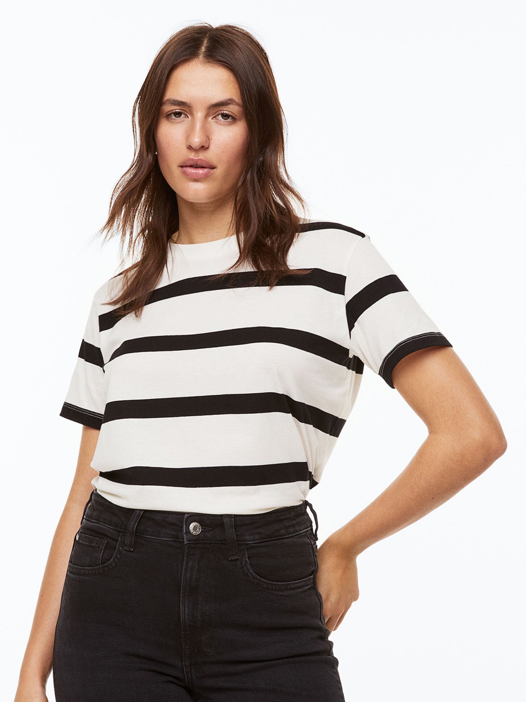 

H&M Women Cotton T-Shirt, White