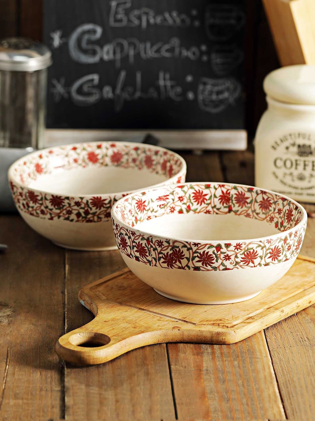 

MIAH Decor Off-White Set of 2 Printed Ceramic Serving Bowls