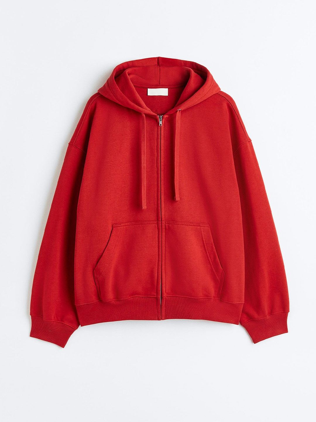 

H&M Men Oversized Fit Cotton Zip-Through Hoodie, Red