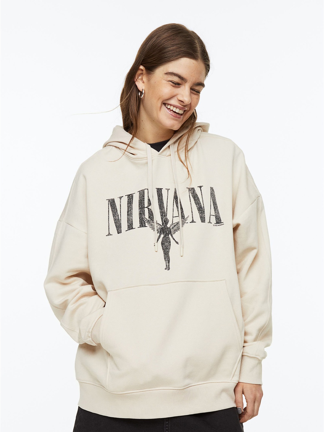 

H&M Women Oversized Hoodie, Off white