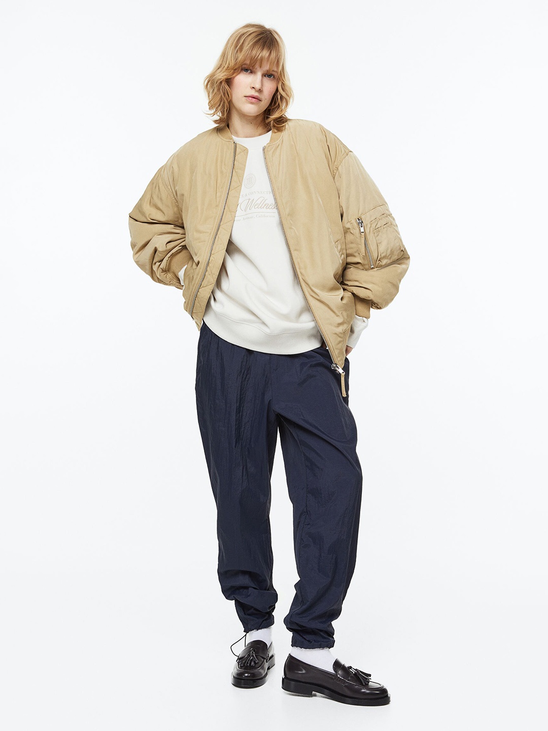 

H&M Women Printed Sweatshirt, White